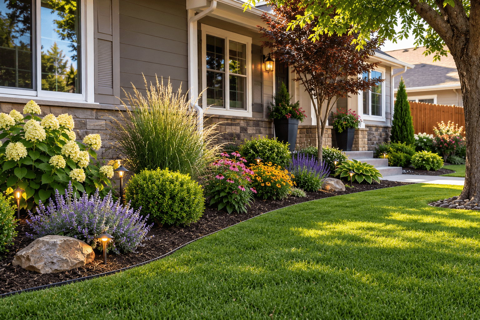 Front-yard landscape design and installation in Spokane